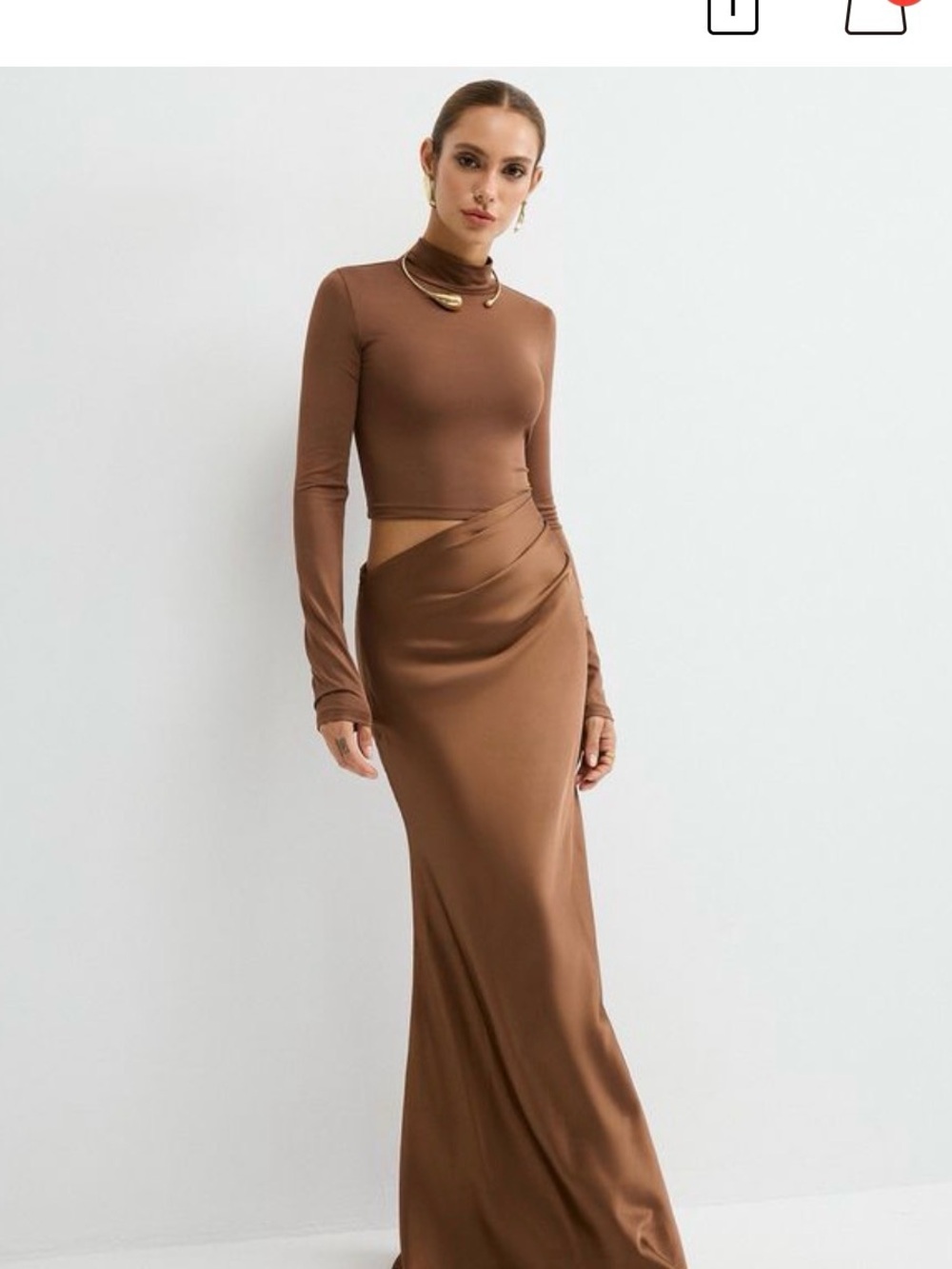 Commense Cutout High Neck Long Sleeve Maxi Dress/Asymmetric, S, NWT